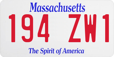 MA license plate 194ZW1