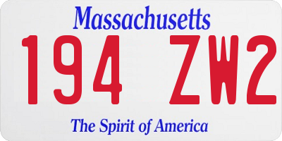 MA license plate 194ZW2