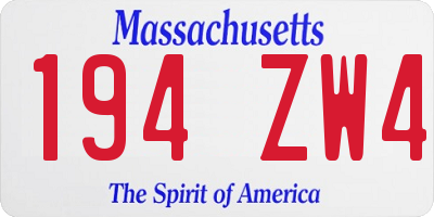 MA license plate 194ZW4