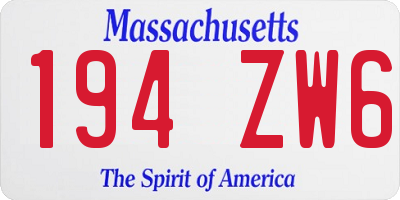 MA license plate 194ZW6