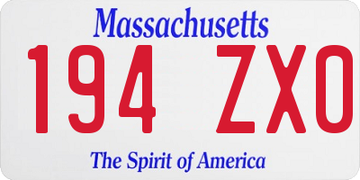 MA license plate 194ZX0
