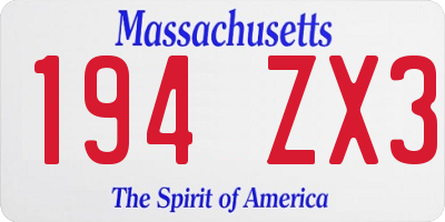 MA license plate 194ZX3