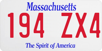 MA license plate 194ZX4