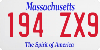 MA license plate 194ZX9