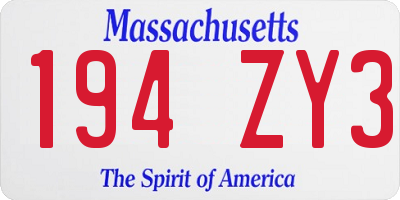 MA license plate 194ZY3