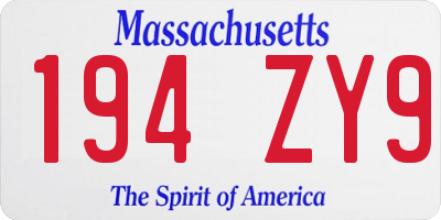MA license plate 194ZY9