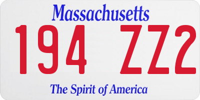 MA license plate 194ZZ2