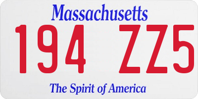 MA license plate 194ZZ5