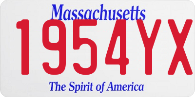 MA license plate 1954YX