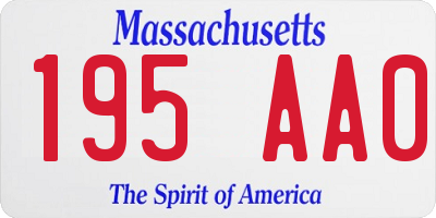 MA license plate 195AA0