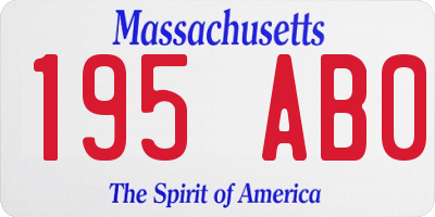 MA license plate 195AB0