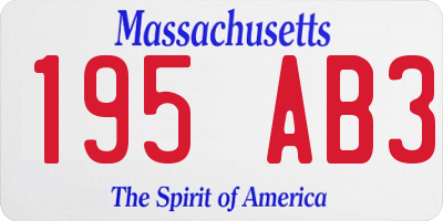 MA license plate 195AB3