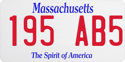 MA license plate 195AB5
