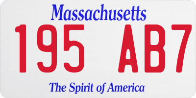 MA license plate 195AB7