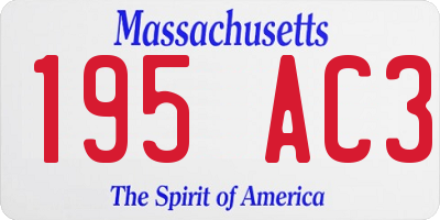 MA license plate 195AC3