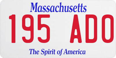 MA license plate 195AD0