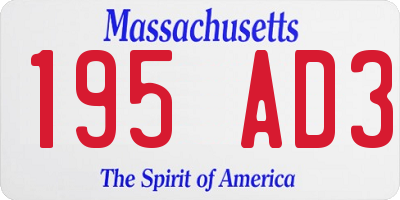 MA license plate 195AD3