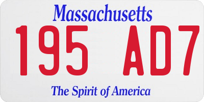 MA license plate 195AD7