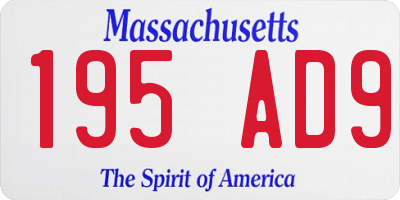 MA license plate 195AD9