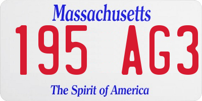 MA license plate 195AG3