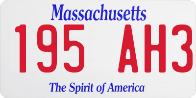 MA license plate 195AH3