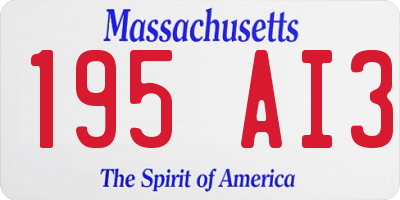 MA license plate 195AI3