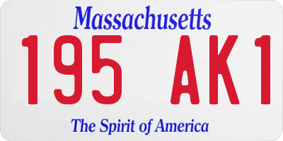 MA license plate 195AK1