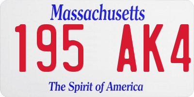 MA license plate 195AK4