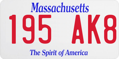 MA license plate 195AK8