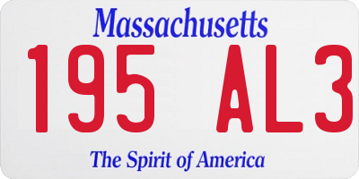MA license plate 195AL3
