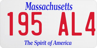 MA license plate 195AL4