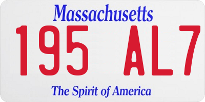 MA license plate 195AL7