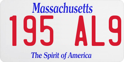 MA license plate 195AL9