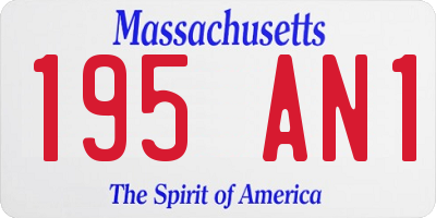 MA license plate 195AN1