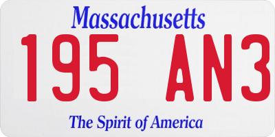 MA license plate 195AN3