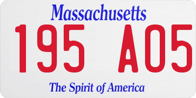 MA license plate 195AO5