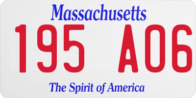MA license plate 195AO6