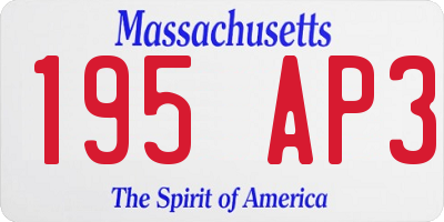 MA license plate 195AP3