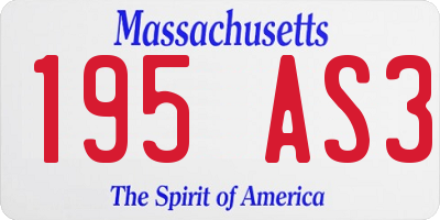 MA license plate 195AS3