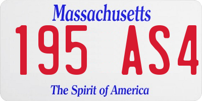 MA license plate 195AS4