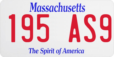 MA license plate 195AS9