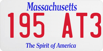 MA license plate 195AT3