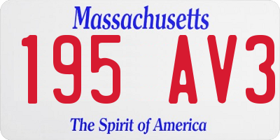 MA license plate 195AV3