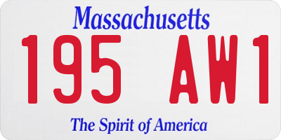 MA license plate 195AW1