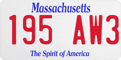 MA license plate 195AW3
