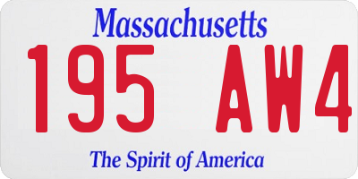 MA license plate 195AW4
