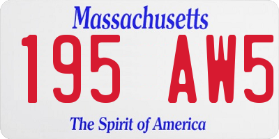 MA license plate 195AW5