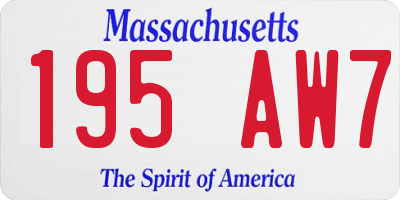 MA license plate 195AW7