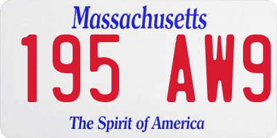 MA license plate 195AW9