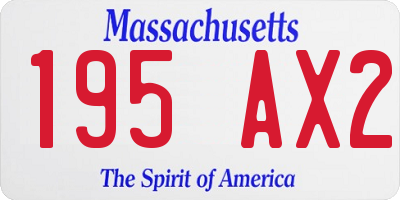 MA license plate 195AX2